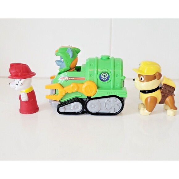 3 pc Lot Paw Patrol Sea Patrol Rocky Rescue Racers Rubble Action Marshall Puppet - Picture 2 of 13